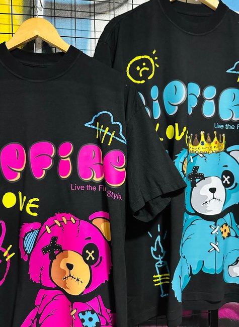 Camiseta Oversized Reativa Teddy Love Ripfire - Azul