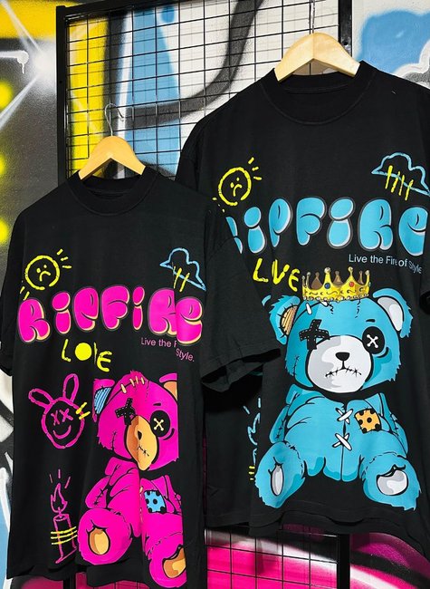 Camiseta Oversized Reativa Teddy Love Ripfire - Rosa
