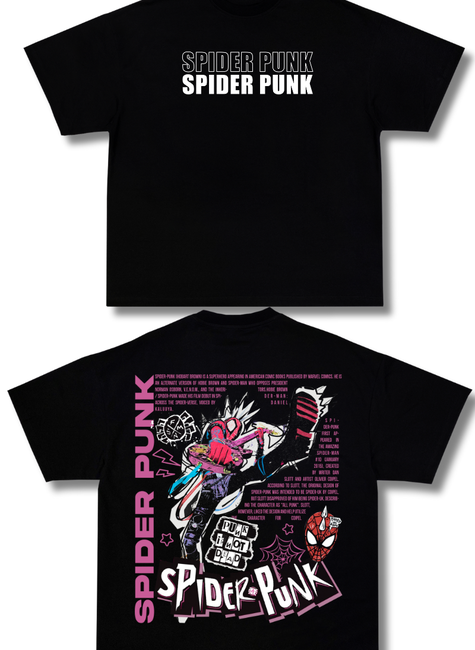 Camiseta Oversized Spider Punk - Preto