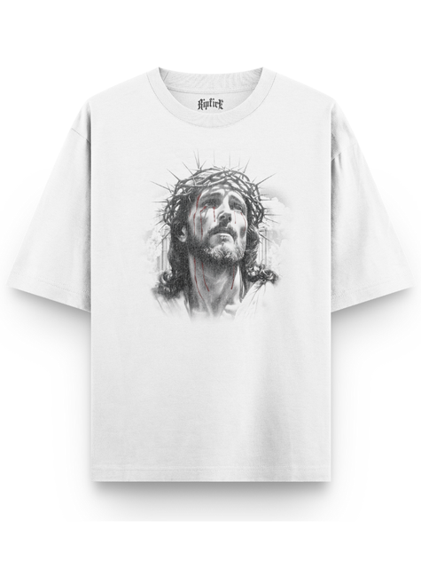 Camiseta Oversized Jesus Cristo The Savior - Branco
