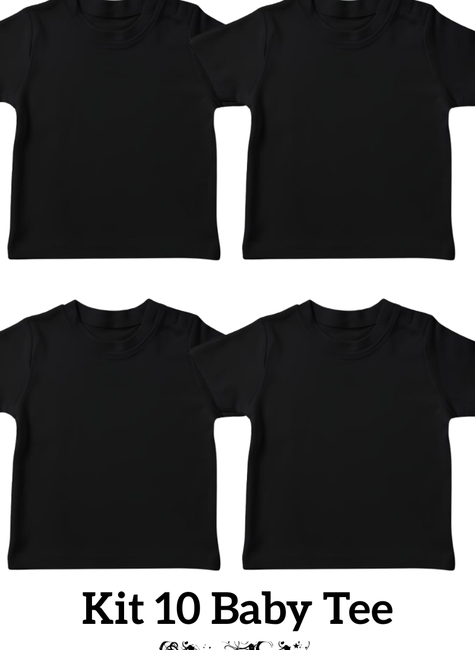 Kit 10 PÇS Baby Tee - Preto